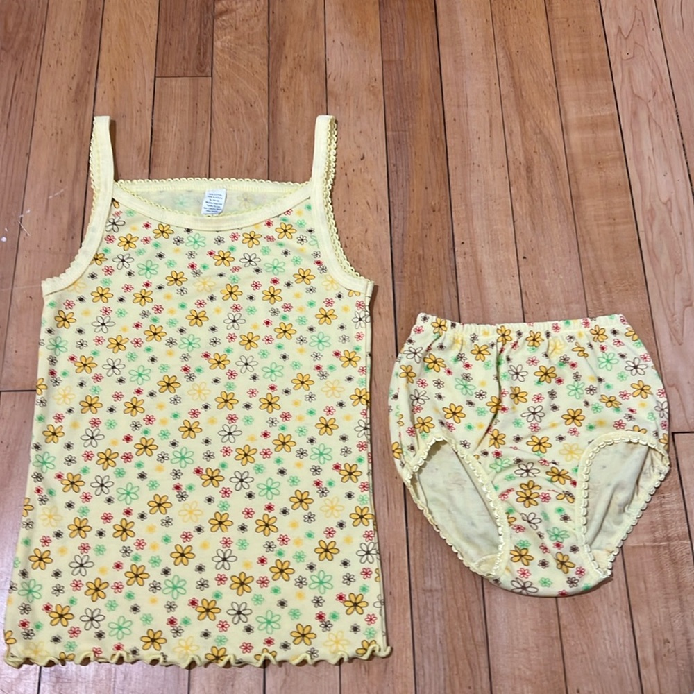 Yellow Floral tank/underwear PJ set